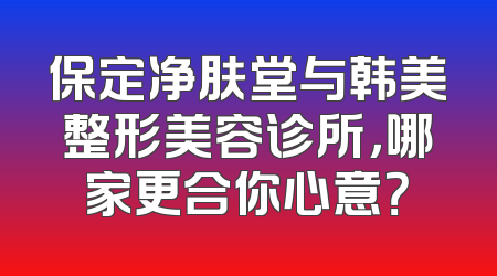 保定净肤堂与韩美整形美容诊所，哪家更合你心意？