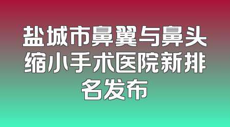 盐城市鼻翼与鼻头缩小手术医院新排名发布
