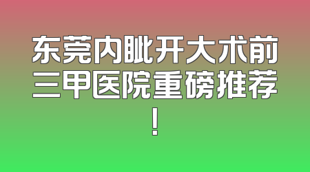 东莞内眦开大术前三甲医院重磅推荐！