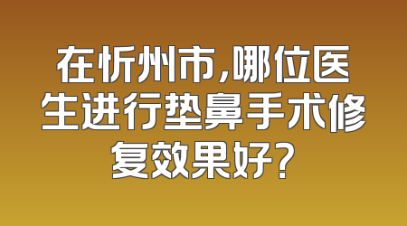 在忻州市，哪位医生进行垫鼻手术修复效果好？