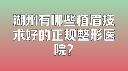 湖州有哪些植眉技术好的正规整形医院？