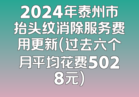 2024年泰州市抬头纹消除服务费用更新（过去六个月平均花费5028元）