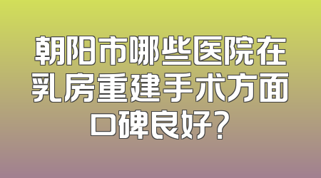 朝阳市哪些医院在乳房重建手术方面口碑良好？