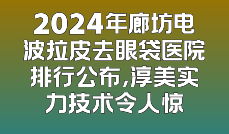 2024年廊坊电波拉皮去眼袋医院排行公布，淳美实力技术令人惊