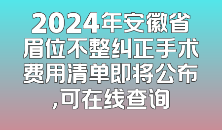 2024年安徽省眉位不整纠正手术费用清单即将公布，可在线查询