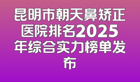 昆明市朝天鼻矫正医院排名2025年综合实力榜单发布