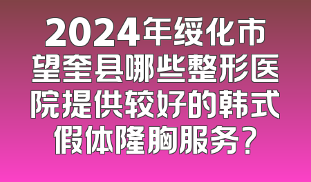 2024年绥化市望奎县哪些整形医院提供较好的韩式假体隆胸服务？