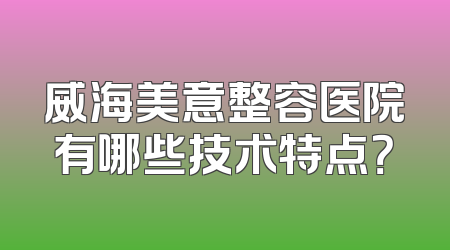 威海美意整容医院有哪些技术特点？