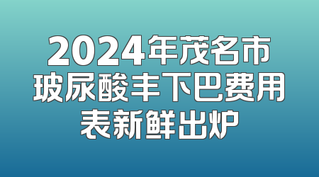 2024年茂名市玻尿酸丰下巴费用表新鲜出炉