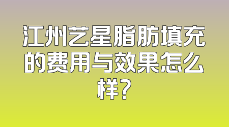 江州艺星脂肪填充的费用与效果怎么样？