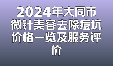 2024年大同市微针美容去除痘坑价格一览及服务评价