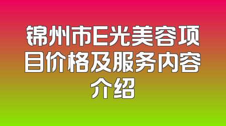 锦州市E光美容项目价格及服务内容介绍