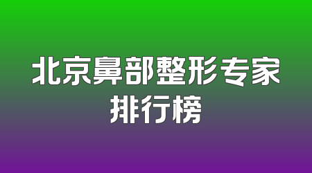 北京鼻部整形专家排行榜
