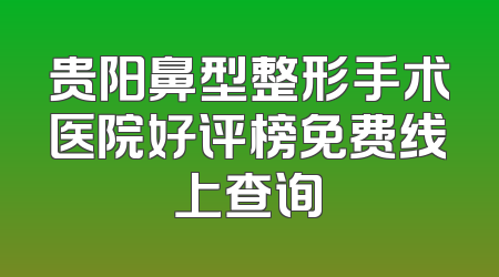 贵阳鼻型整形手术医院好评榜免费线上查询