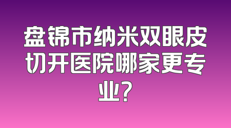 盘锦市纳米双眼皮切开医院哪家更专业？