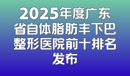 2025年度广东省自体脂肪丰下巴整形医院前十排名发布