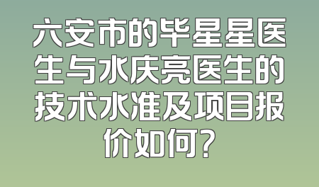 六安市的毕星星医生与水庆亮医生的技术水准及项目报价如何？