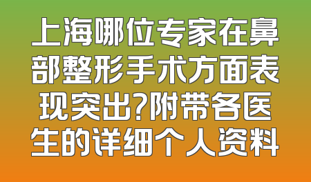 上海哪位专家在鼻部整形手术方面表现突出？附带各医生的详细个人资料