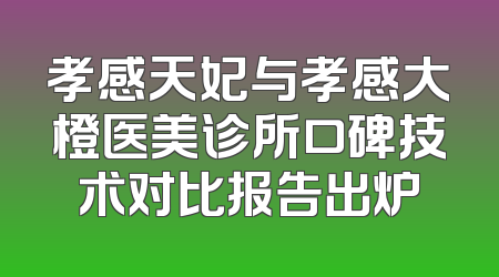 孝感天妃与孝感大橙医美诊所口碑技术对比报告出炉