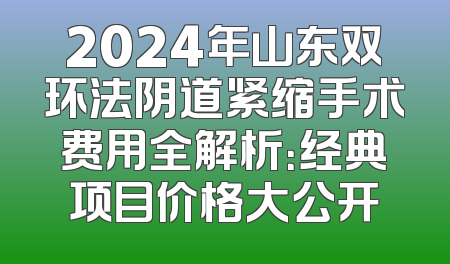 2024年山东双环法阴道紧缩手术费用全解析：经典项目价格大公开