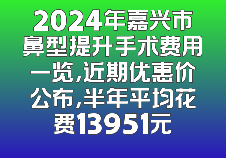 2024年嘉兴市鼻型提升手术费用一览，近期优惠价公布，半年平均花费13951元