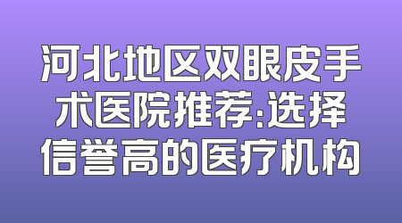河北地区双眼皮手术医院推荐：选择信誉高的医疗机构