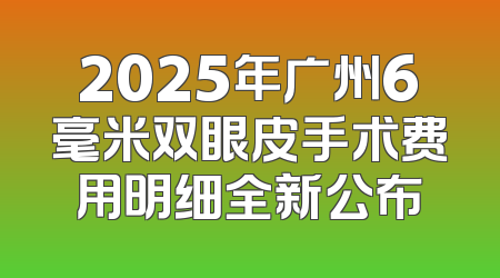 2025年广州6毫米双眼皮手术费用明细全新公布