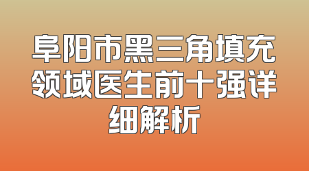 阜阳市黑三角填充领域医生前十强详细解析