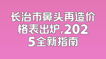 长治市鼻头再造价格表出炉，2025全新指南