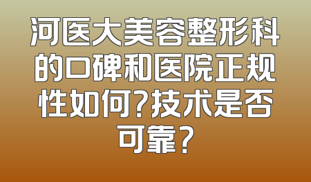 河医大美容整形科的口碑和医院正规性如何？技术是否可靠？
