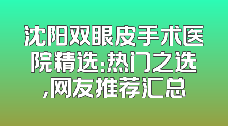 沈阳双眼皮手术医院精选：热门之选，网友推荐汇总