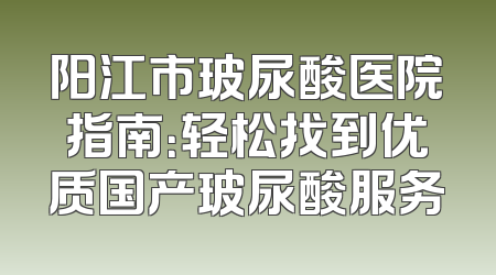 阳江市玻尿酸医院指南：轻松找到优质国产玻尿酸服务