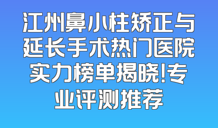 江州鼻小柱矫正与延长手术热门医院实力榜单揭晓！专业评测推荐