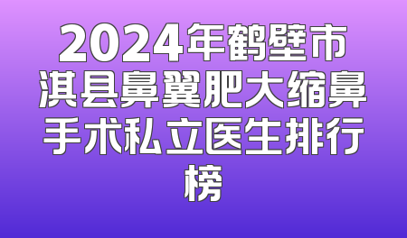 2024年鹤壁市淇县鼻翼肥大缩鼻手术私立医生排行榜