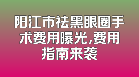 阳江市祛黑眼圈手术费用曝光，费用指南来袭