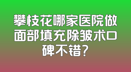 攀枝花哪家医院做面部填充除皱术口碑不错？