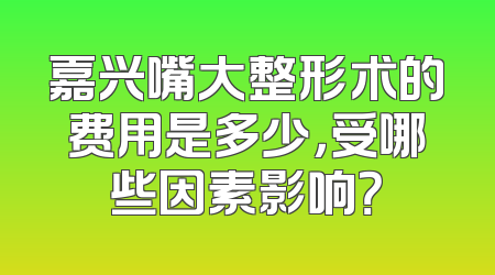 嘉兴嘴大整形术的费用是多少，受哪些因素影响？