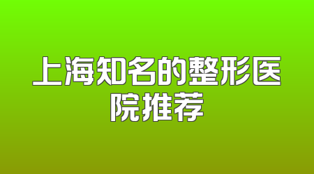 上海知名的整形医院推荐
