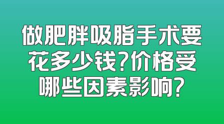做肥胖吸脂手术要花多少钱？价格受哪些因素影响？