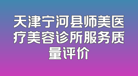 天津宁河县师美医疗美容诊所服务质量评价