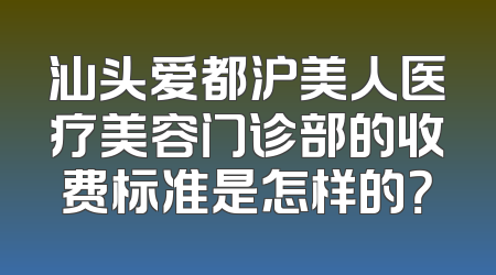 汕头爱都沪美人医疗美容门诊部的收费标准是怎样的？