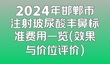 2024年邯郸市注射玻尿酸丰鼻标准费用一览（效果与价位评价）