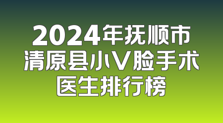 2024年抚顺市清原县小V脸手术医生排行榜