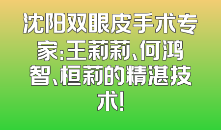 沈阳双眼皮手术专家：王莉莉、何鸿智、桓莉的精湛技术！