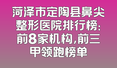 菏泽市定陶县鼻尖整形医院排行榜：前8家机构，前三甲领跑榜单