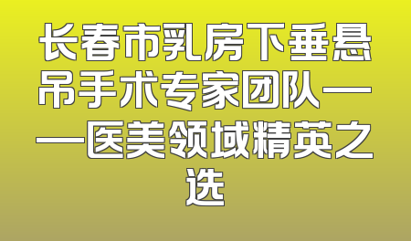 长春市乳房下垂悬吊手术专家团队——医美领域精英之选