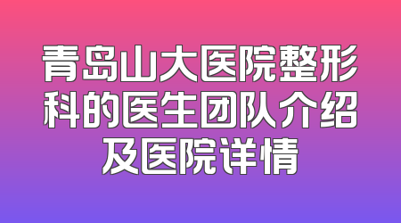 青岛山大医院整形科的医生团队介绍及医院详情