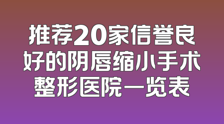 推荐20家信誉良好的阴唇缩小手术整形医院一览表
