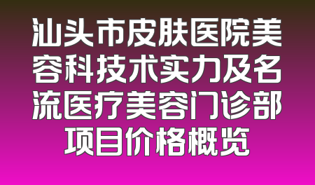 汕头市皮肤医院美容科技术实力及名流医疗美容门诊部项目价格概览