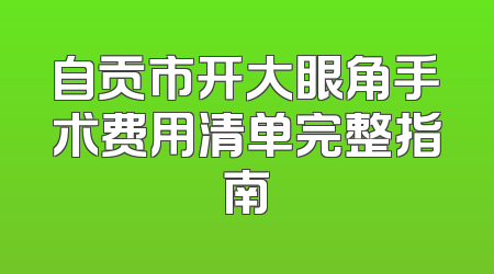 自贡市开大眼角手术费用清单完整指南